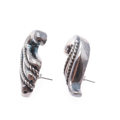 AIRIESS 925 Sterling Silver Vintage Modernist Oxidized Earrings