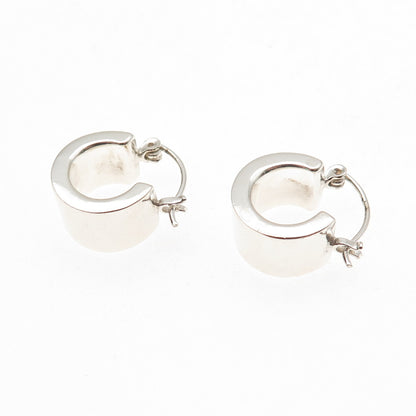 Ken Crafts 925 Sterling Silver Vintage Wide Hoop Earrings