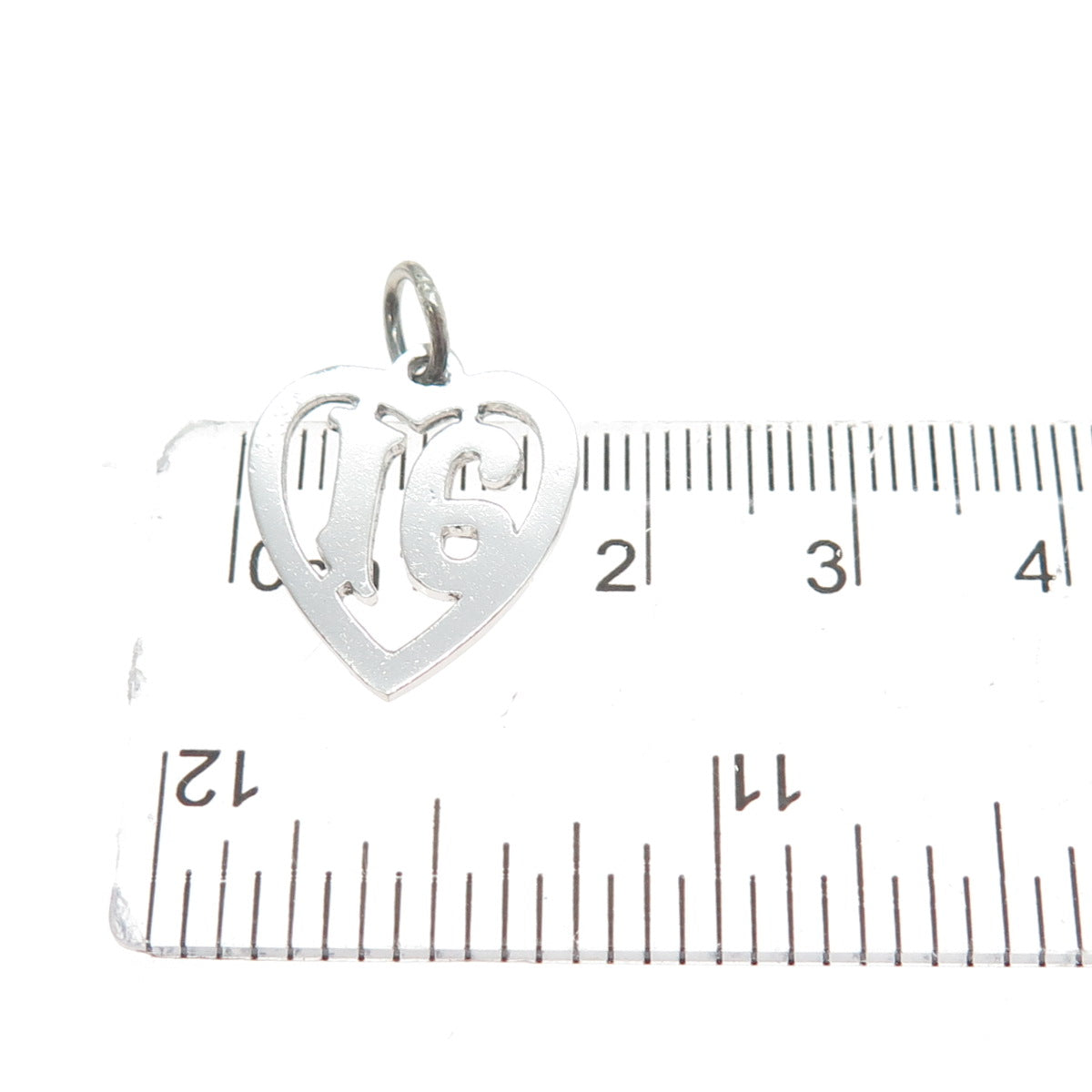 925 Sterling Silver Vintage Sweet 16 Heart Minimalist Charm Pendant
