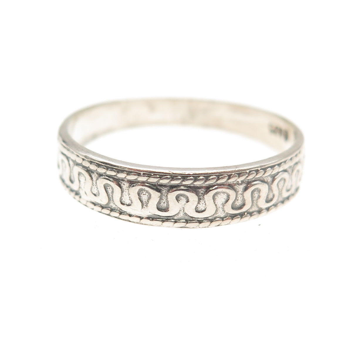 925 Sterling Silver Vintage Zig Zag Oxidized Band Ring Size 9