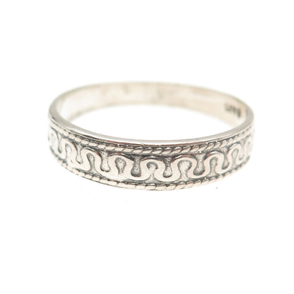 925 Sterling Silver Vintage Zig Zag Oxidized Band Ring Size 9