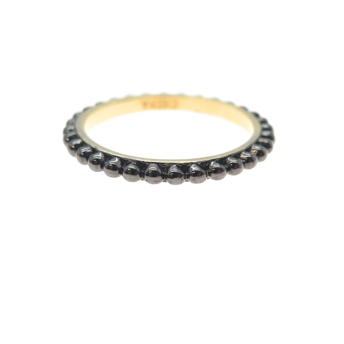 925 Sterling Silver Black Rhodium Gold Plated Beaded Band Ring Size 7.25