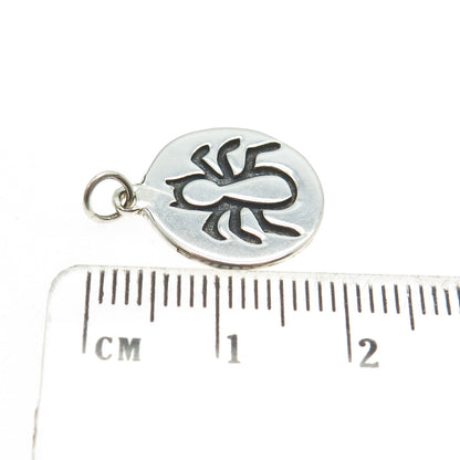 925 Sterling Silver Vintage Spider Round Tag Charm Pendant