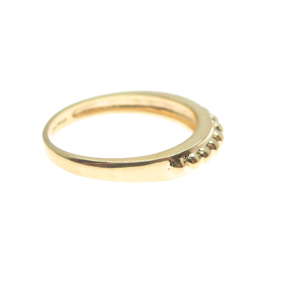 925 Sterling Silver Gold Plated Beaded Ring Size 7.25