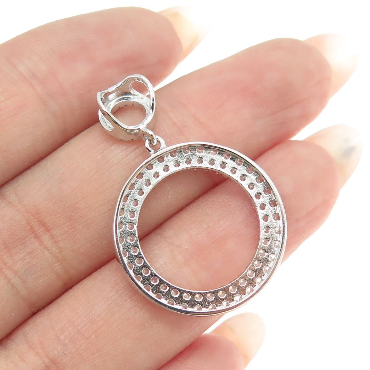 DIAMONOX 925 Sterling Silver Round-Cut C Z Circle of Life Pendant