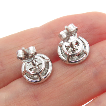 925 Sterling Silver Round-Cut C Z Sparkle Stud Earrings