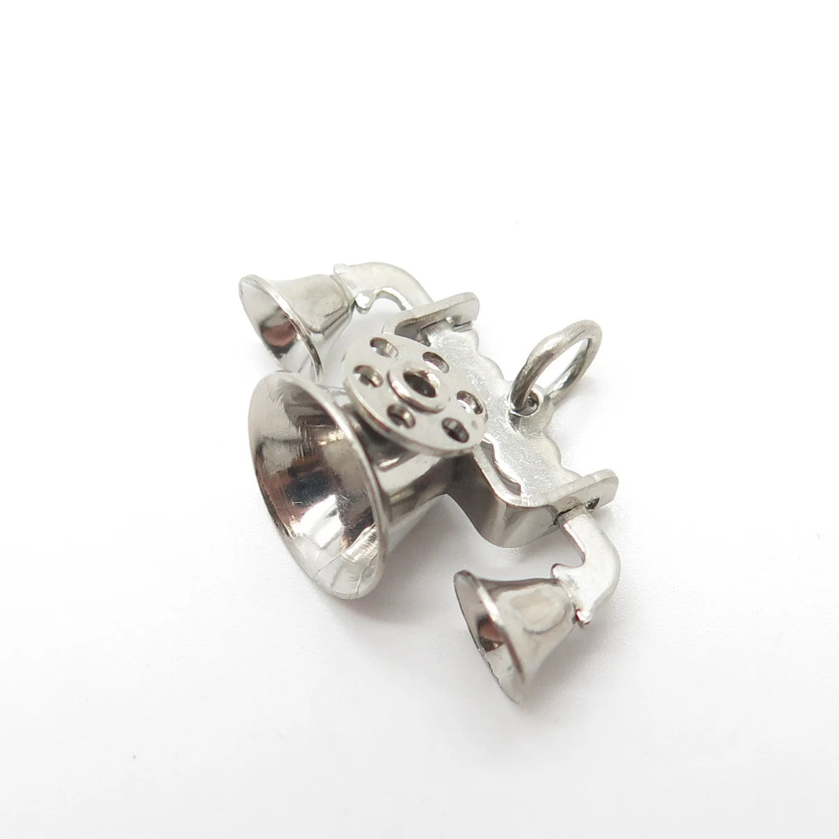 PAYE & BAKER 925 Sterling Silver 2-Tone Antique Art Deco Retro Telephone Pendant