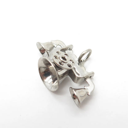 PAYE & BAKER 925 Sterling Silver 2-Tone Antique Art Deco Retro Telephone Pendant