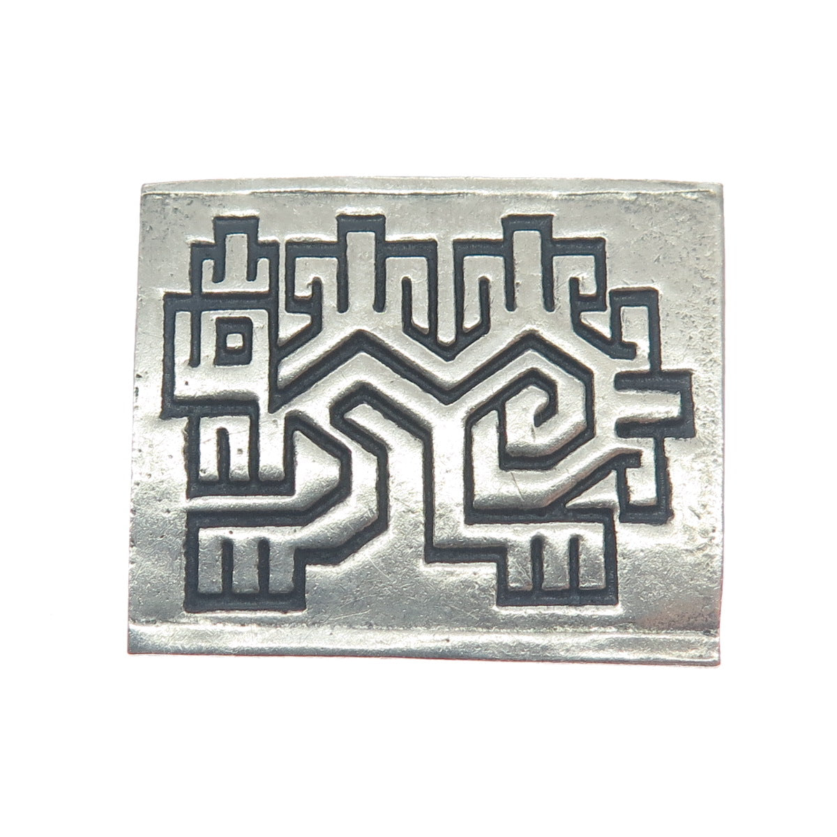 Old Pawn 925 Sterling Silver Vintage Southwestern Maze Oxidized Pin Brooch