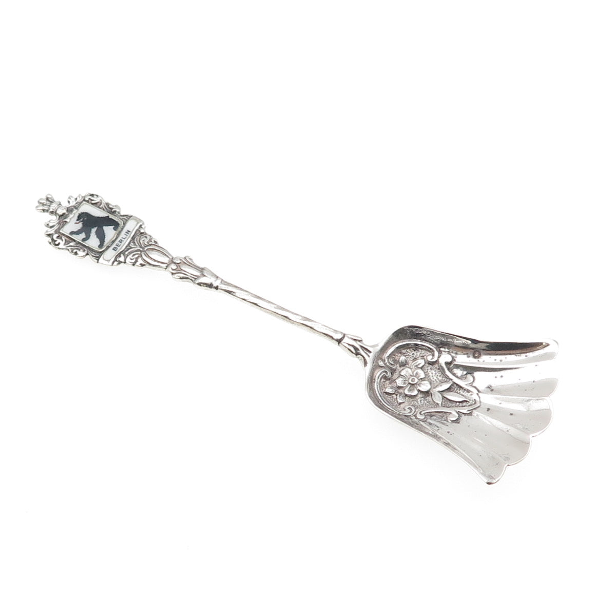 Christoph Widmann 800 Silver Antique Germany Enamel Berlin Dessert Spoon