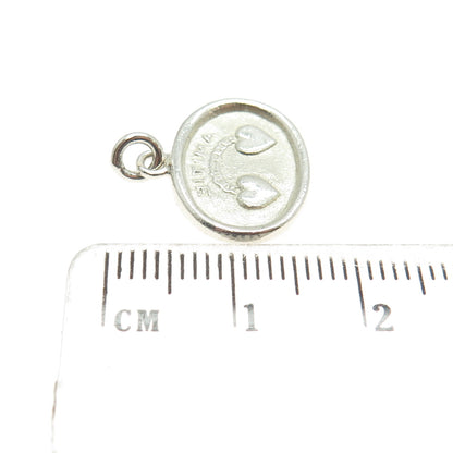 925 Sterling Silver Vintage Amitie - Friendship Seal Stamp Minimalist Pendant