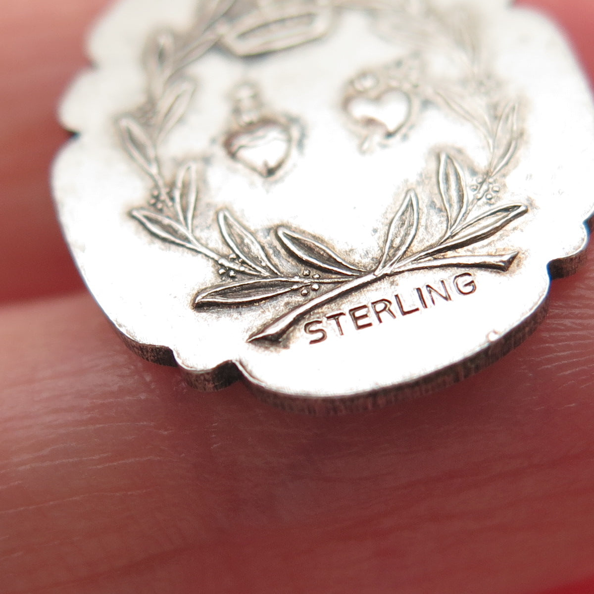 925 Sterling Silver Antique Art Deco St. Mary Miraculous Oxidized Charm Pendant