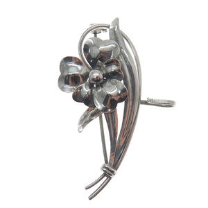 CARL ART 925 Sterling Silver 1/20 12K Gold Filled Antique Flower Oxidized Brooch