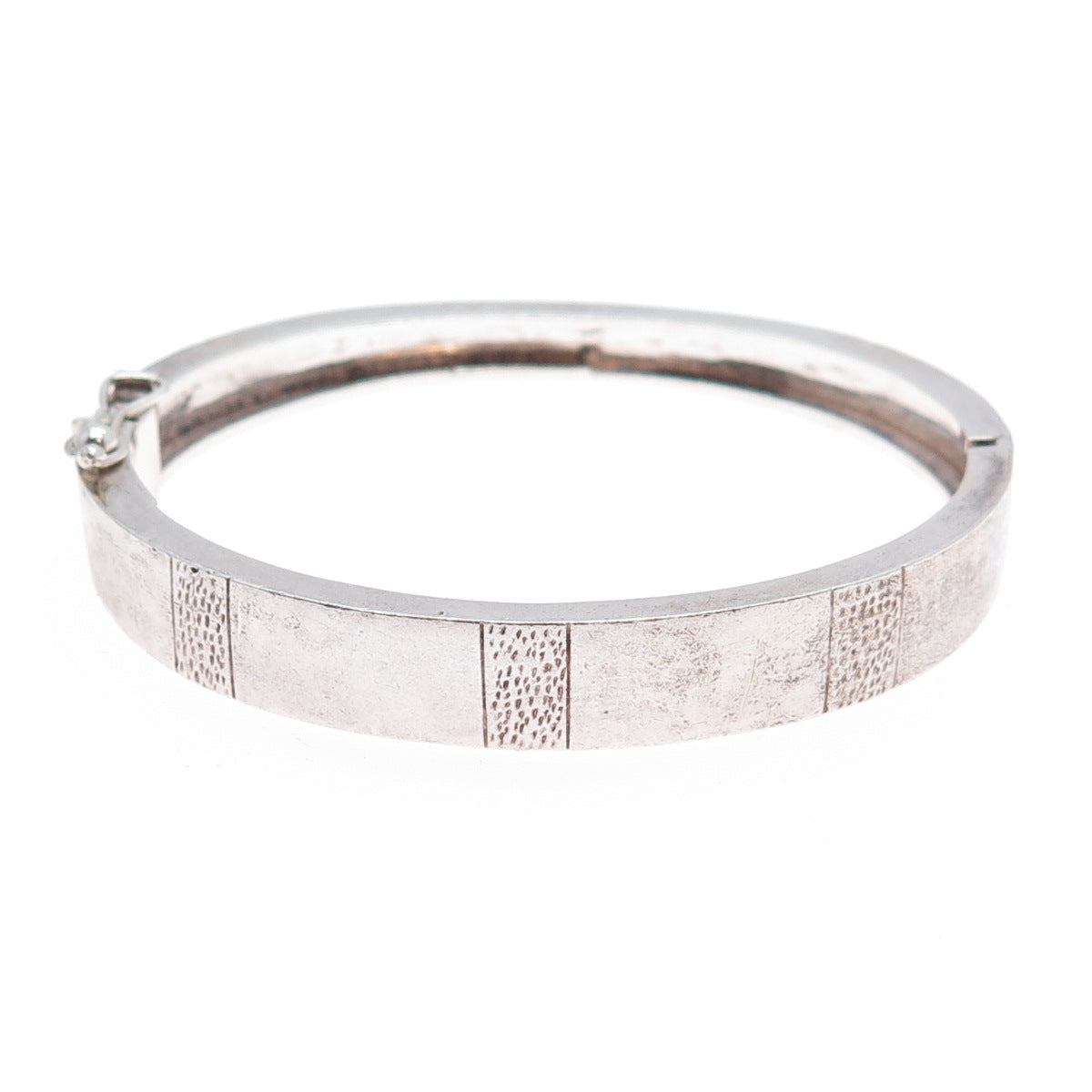 950 Silver Vintage Modernist Oxidized Bangle Bracelet 7"