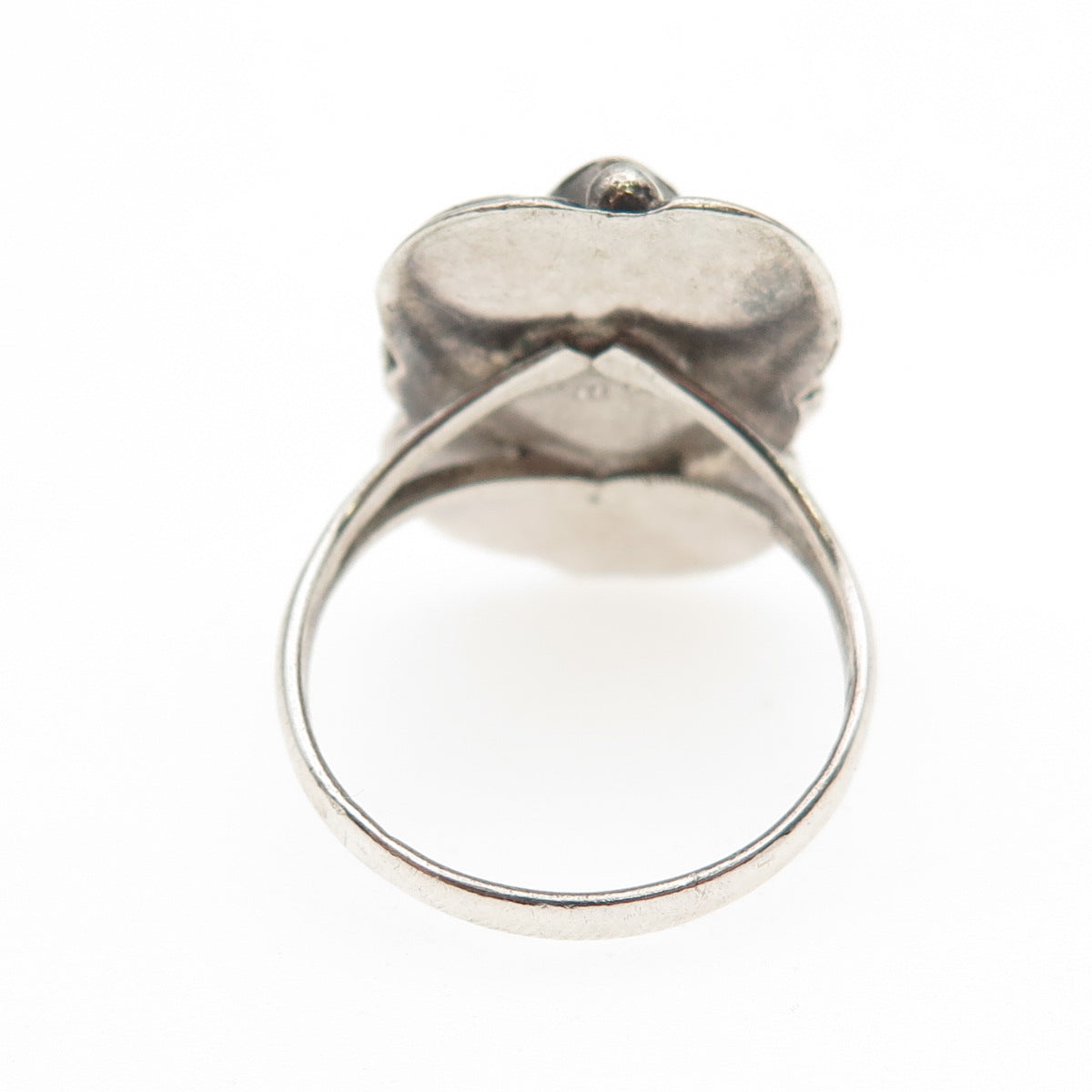 925 Sterling Silver Vintage Mexico Real Turquoise Modernist Oxidized Ring Size 6