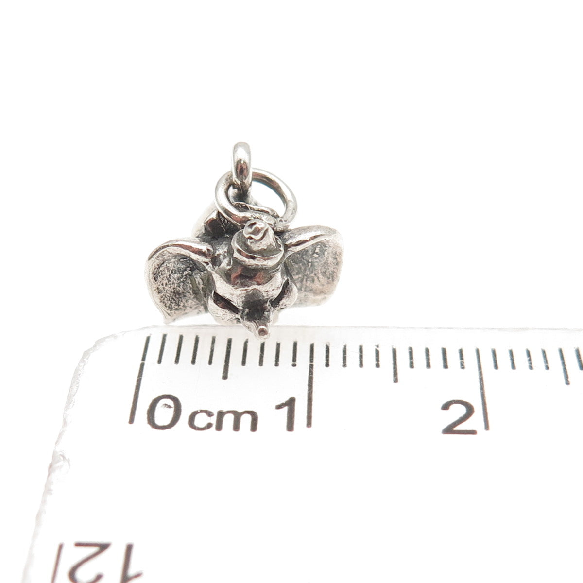 925 Sterling Silver Vintage Dumbo Elephant Oxidized 3D Mini Charm Pendant