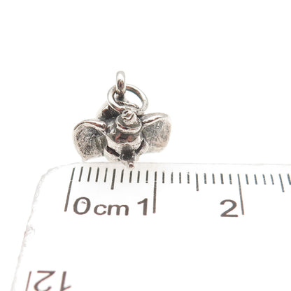 925 Sterling Silver Vintage Dumbo Elephant Oxidized 3D Mini Charm Pendant