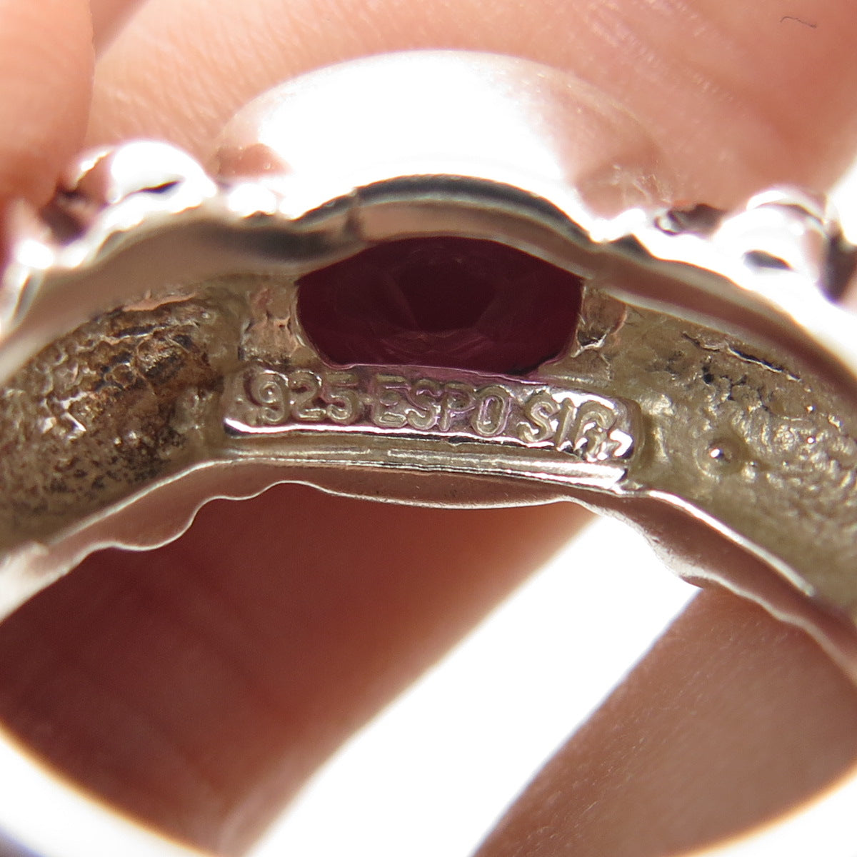 ESPO SIG Joseph Esposito Sterling Silver Vintage Real Amethyst Ring Size 6.25