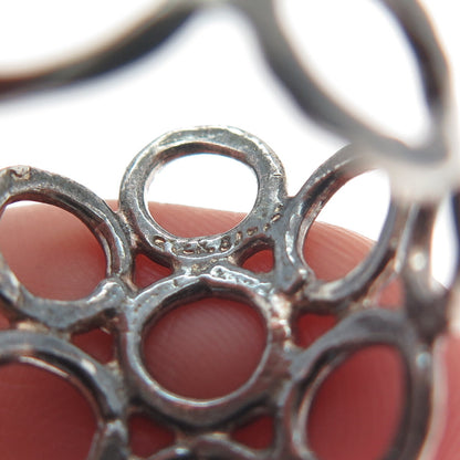 925 Sterling Silver Vintage Hammered Circles Oxidized Ring Size 7.75