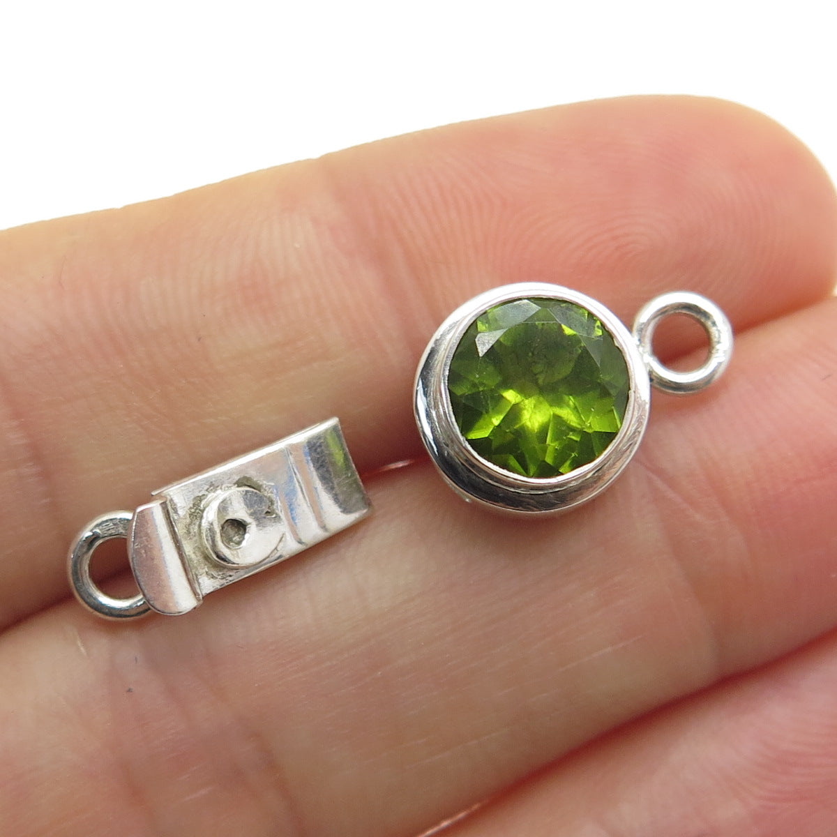 925 Sterling Silver Vintage Real Peridot Bracelet & Necklace Box Lock Clasp