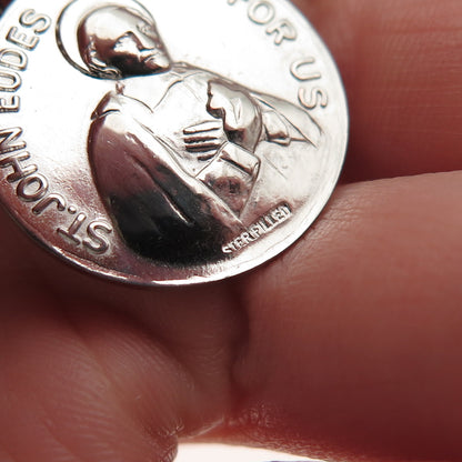 925 Sterling Silver Filled Vintage Saint John Eudes Mini Charm Pendant