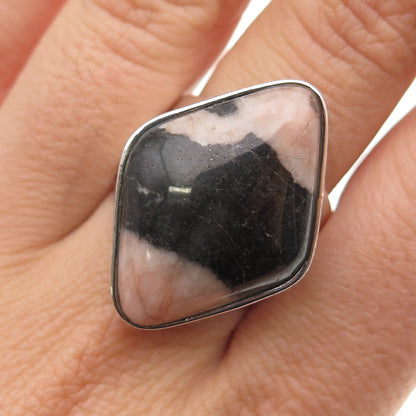 Jay King Desert Rose Sterling Silver Vintage Real Pink Black Jasper Ring Size 10