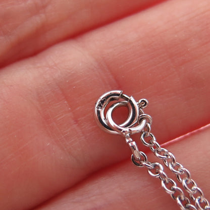 ATI ANNIKA WITT 925 Sterling Silver Champagne & White C Z Chain Necklace 16"