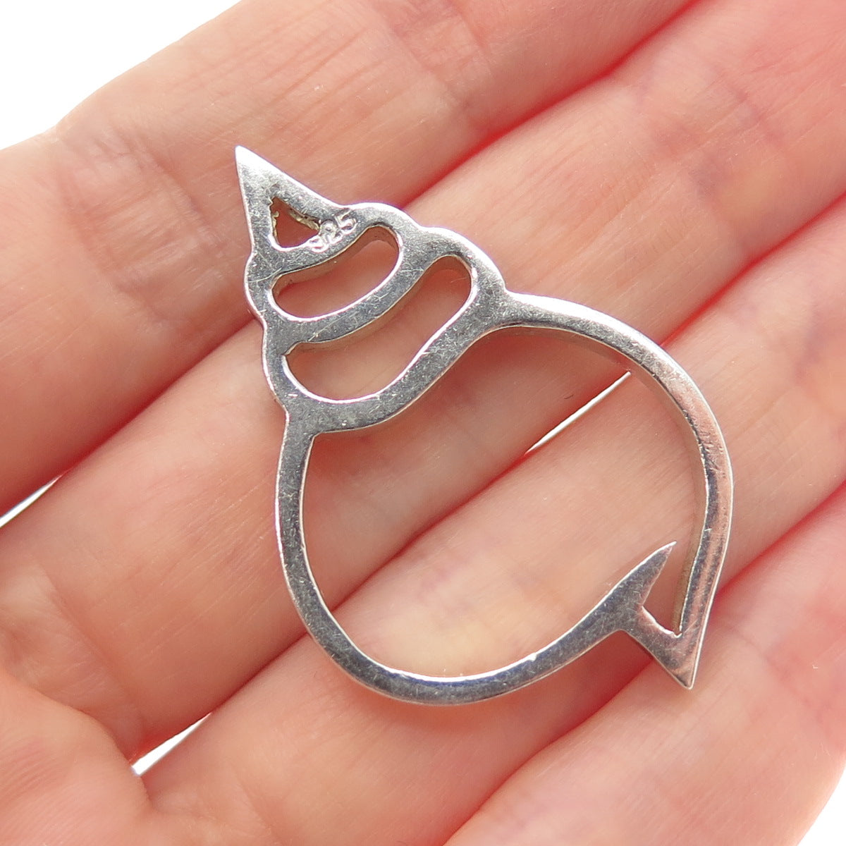 925 Sterling Silver Vintage Snail Shell Modernist Slide Pendant