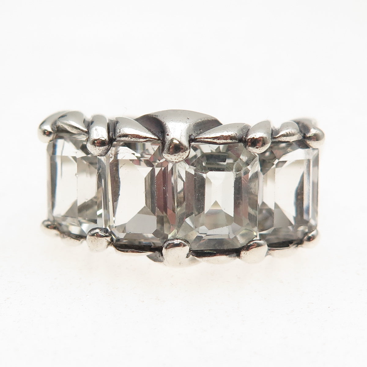 925 Sterling Silver Vintage Real Light Blue Topaz Oxidized Ring Size 10