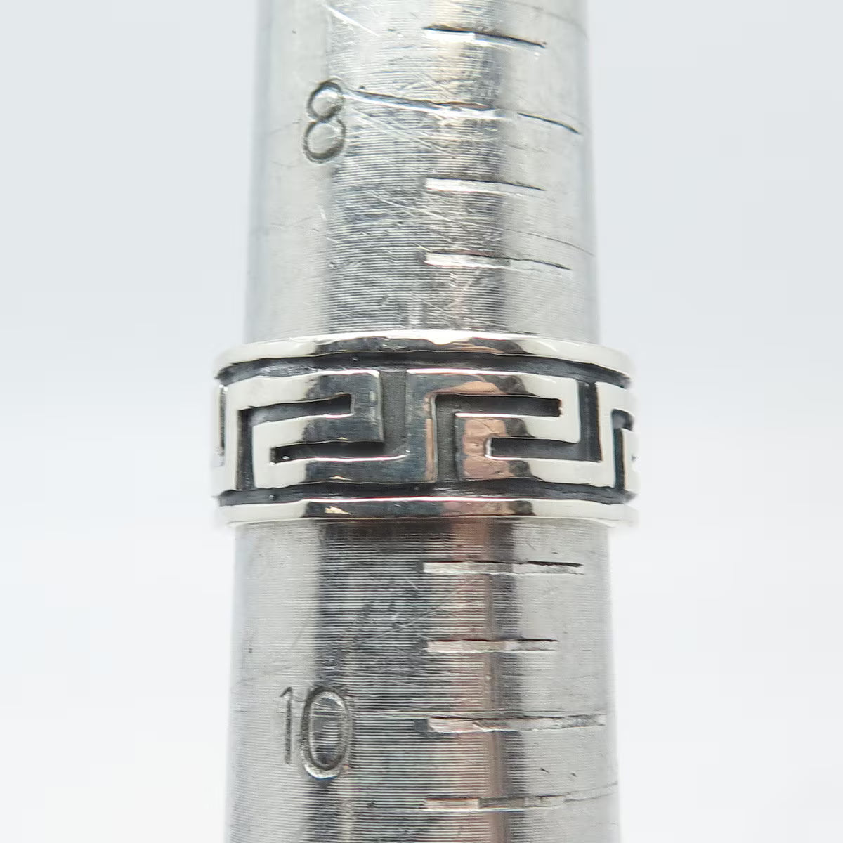 925 Sterling Silver Vintage Greek Maze Band Ring Size 9.25