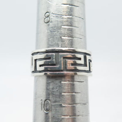 925 Sterling Silver Vintage Greek Maze Band Ring Size 9.25