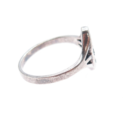925 Sterling Silver Vintage SS Monogram Oxidized Ring Size 7.75