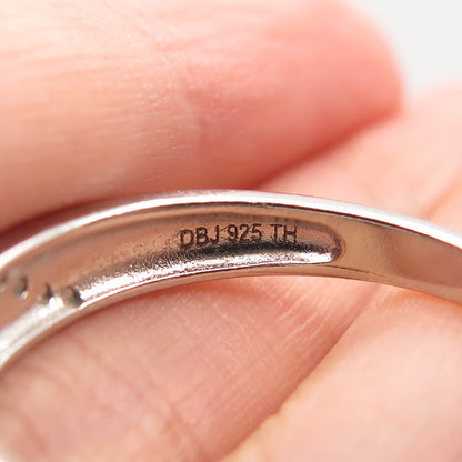 S925 Sterling Silver DBJ Striped Dotted Band Ring Size 8.75