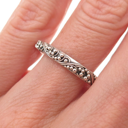 Lois Hill 925 Sterling Silver Vintage Granulated Scroll Band Ring Size 7.25