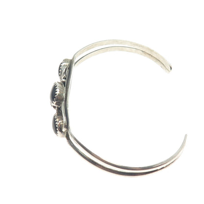 REX ABEITA NAVAJO Old Pawn Sterling Silver Black Onyx Adjustable Bracelet 6.75"