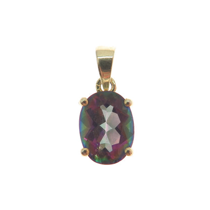 JH YOUNG Sterling Silver Gold Plated Real Mystic Quartz Minimalist Charm Pendant