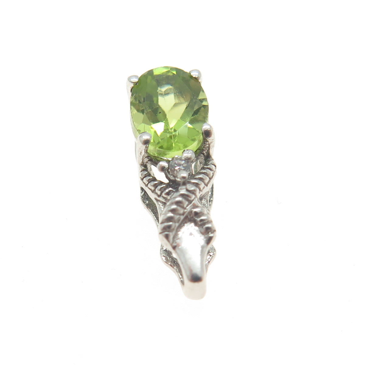 925 Sterling Silver Real Peridot & C Z Minimalist Slide Pendant