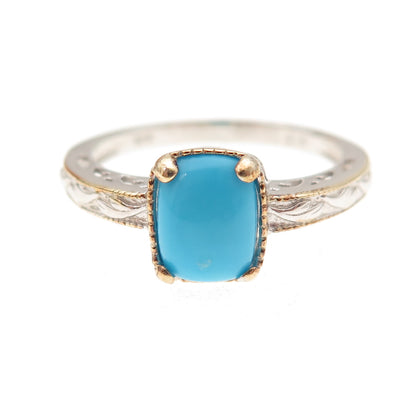 Chuck Clemency 925 Sterling 2-Tone Real Sleeping Beauty Turquoise Ring Size 8.25