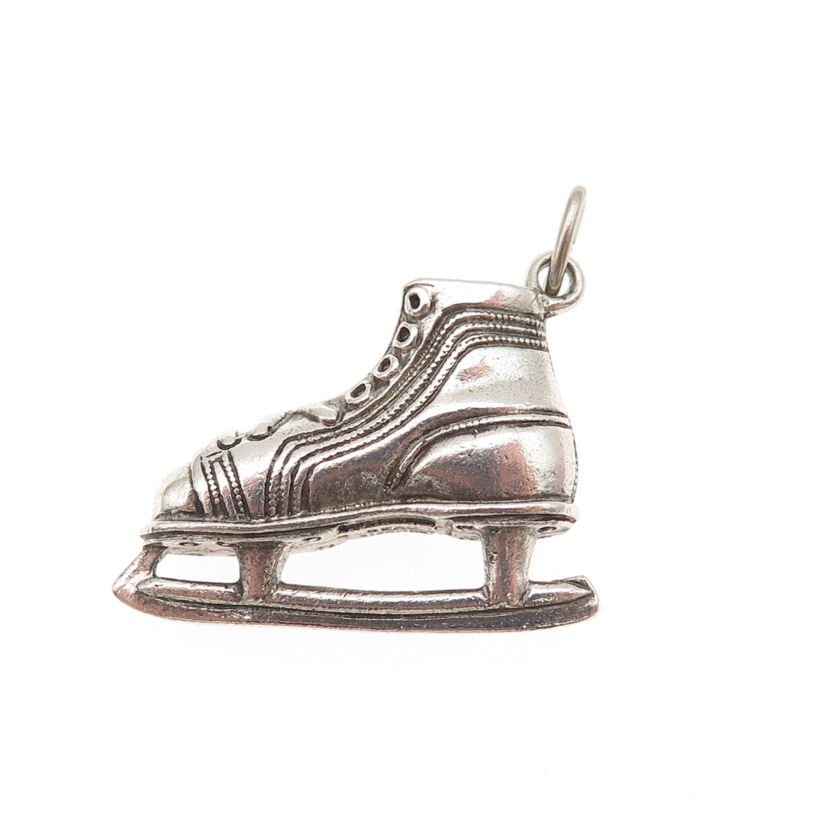 BEAU 925 Sterling Silver Vintage Ice Skating Shoe Oxidized Charm Pendant