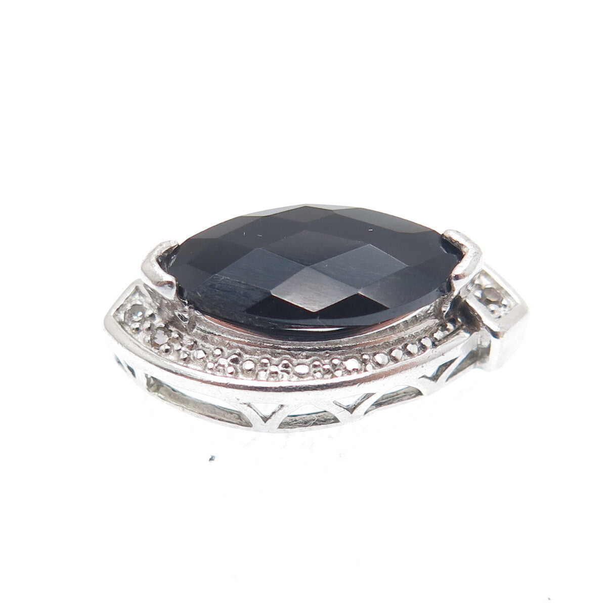 NEVADA 925 Sterling Silver Real Diamond & Black Spinel Minimalist Pendant