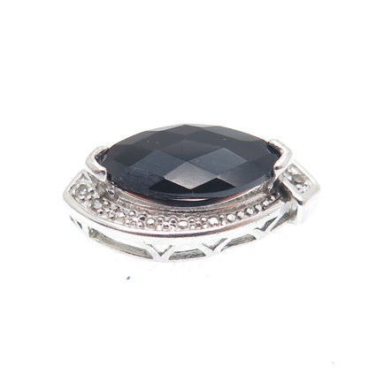 NEVADA 925 Sterling Silver Real Diamond & Black Spinel Minimalist Pendant