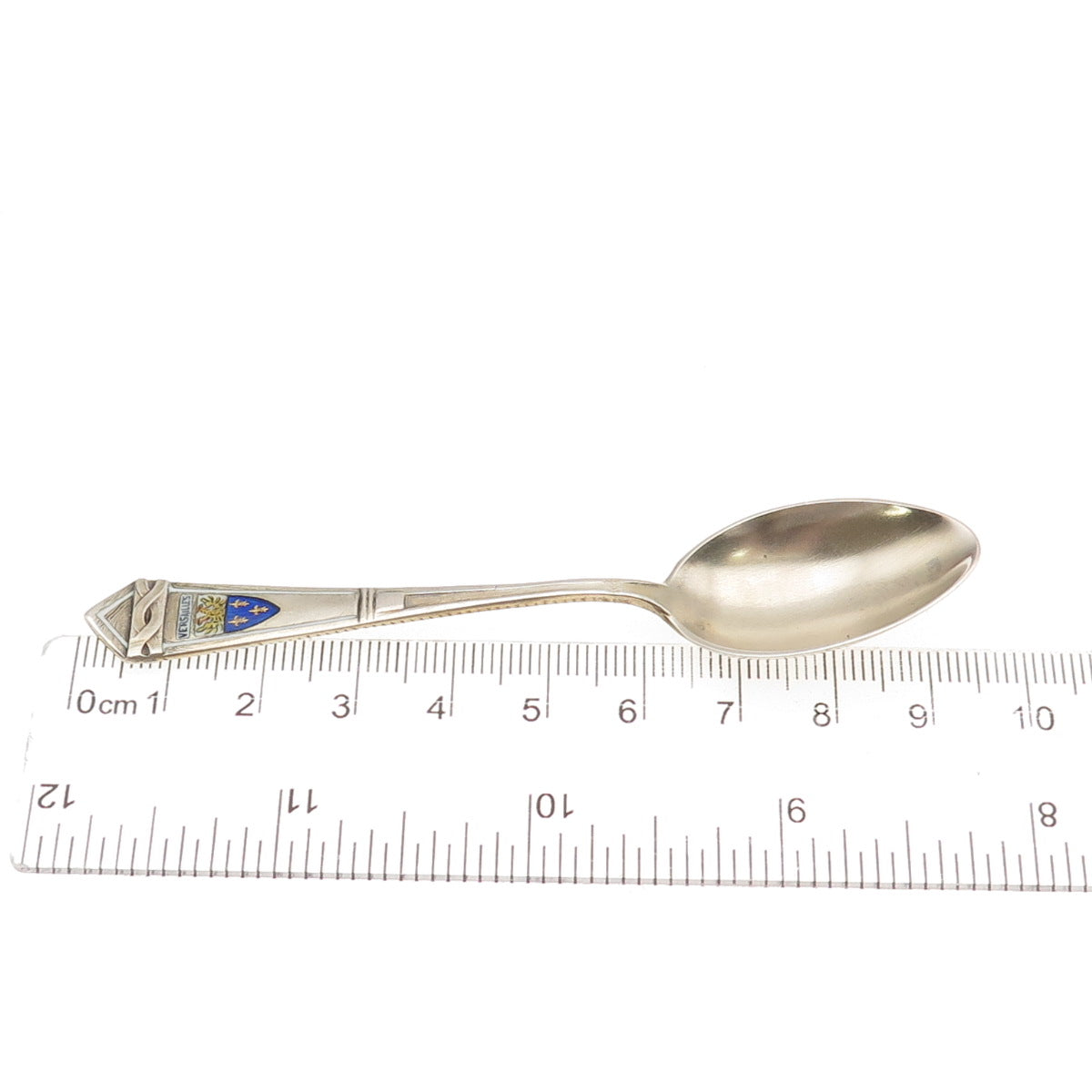 800 Silver Gold Plated Antique Art Deco Germany Enamel Versailles Teaspoon