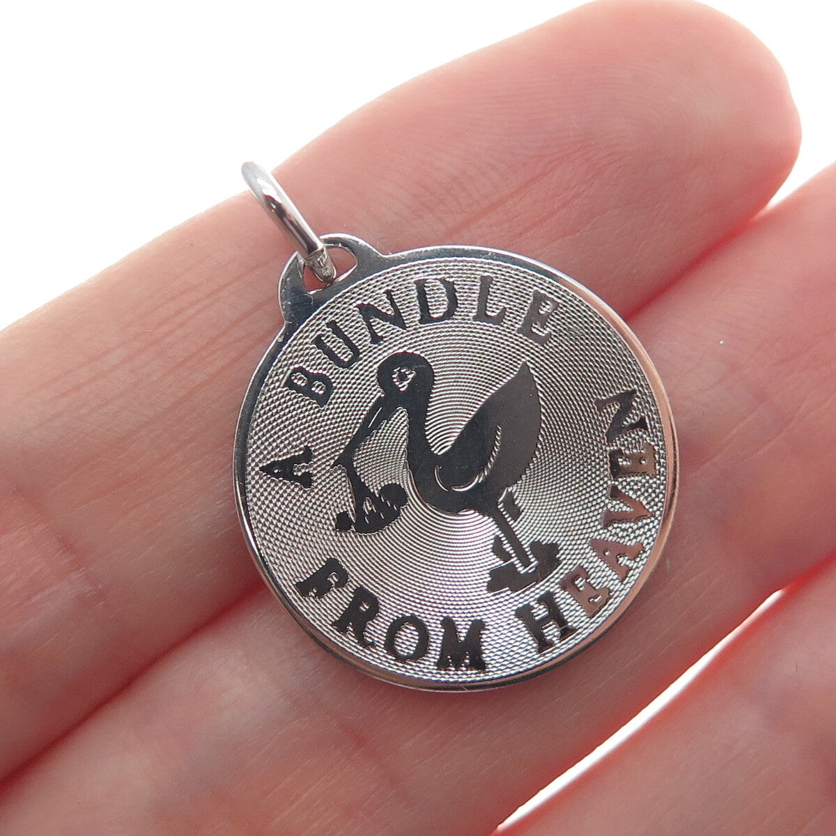 A & Z 925 Sterling Silver Vintage A Bundle from Heaven Stork Charm Pendant