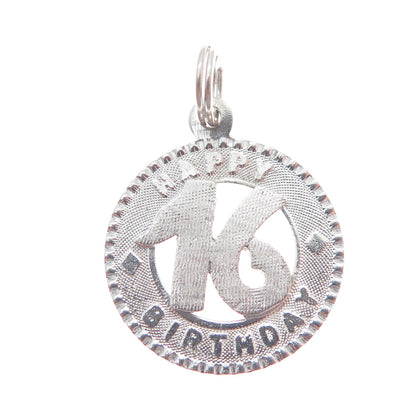 MARK MERCY 925 Sterling Silver Vintage Sweet 16th Happy Birthday Charm Pendant