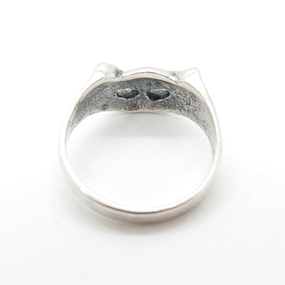 925 Sterling Silver Vintage Cat Oxidized Ring Size 5