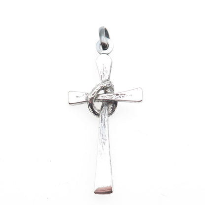 UNOAERRE 925 Sterling Silver Vintage Italy Modernist Cross Oxidized Pendant