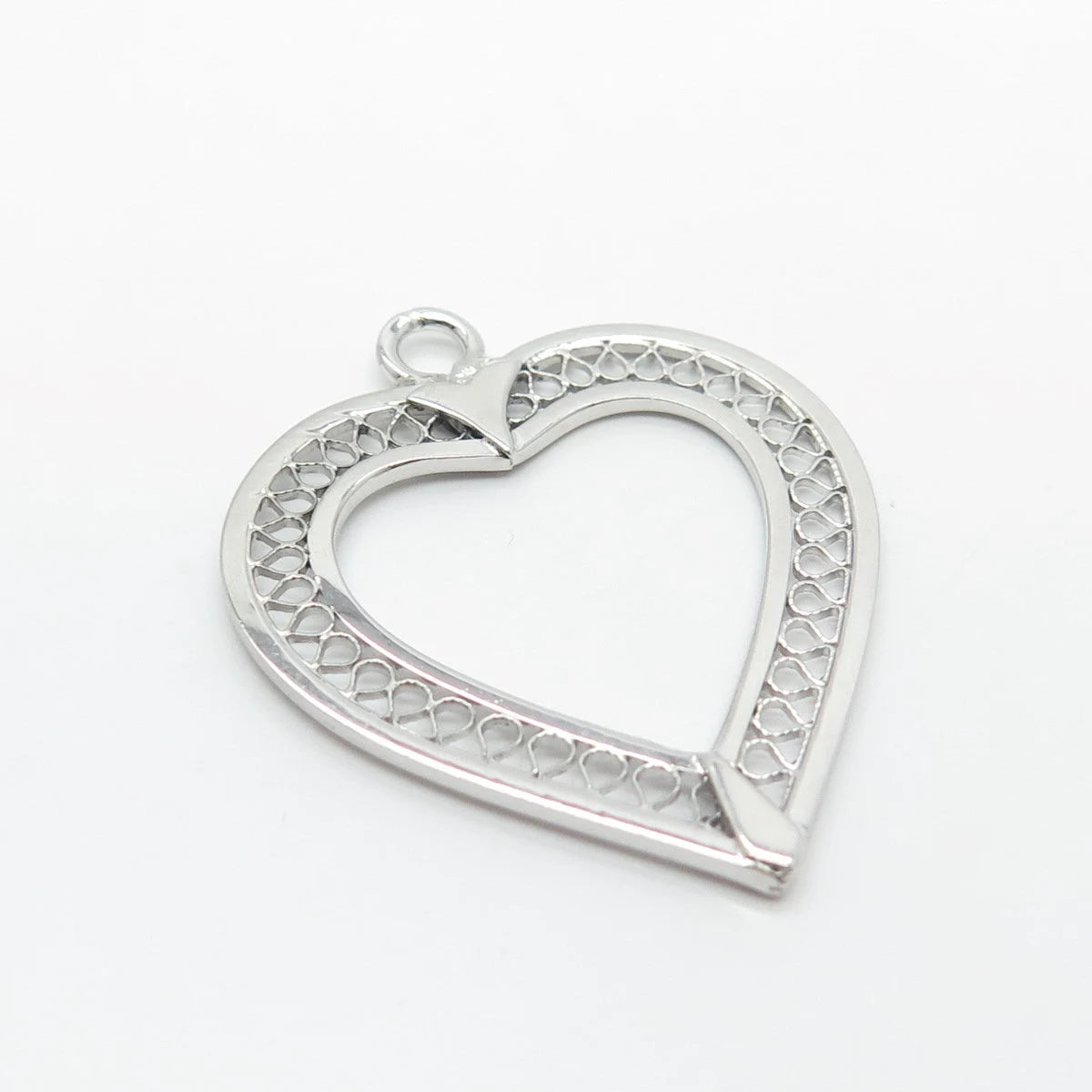 925 Sterling Silver Vintage Open Heart Pendant