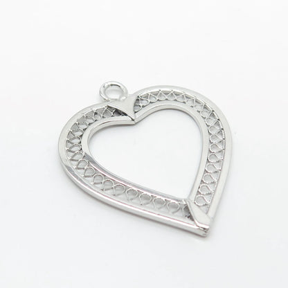 925 Sterling Silver Vintage Open Heart Pendant