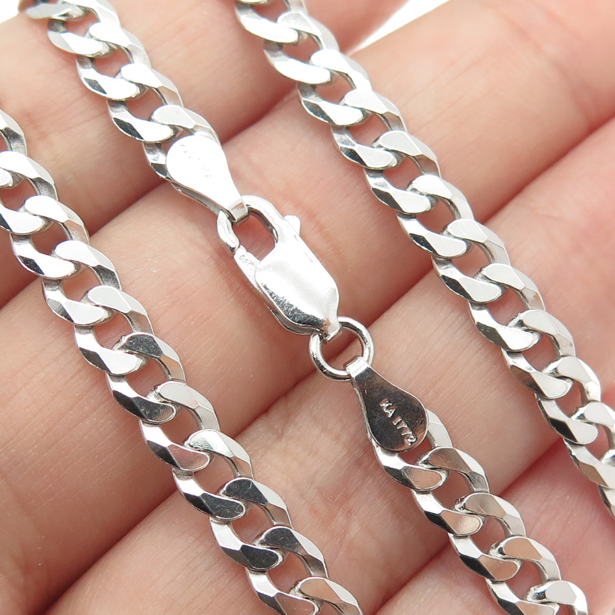 KARIZIA SPA KA-1772 925 Sterling Silver Italy Curb Chain Necklace 20"