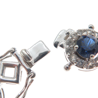 EMA 925 Sterling Silver Lab-Created Sapphire & Real White Topaz Bracelet 7.25"